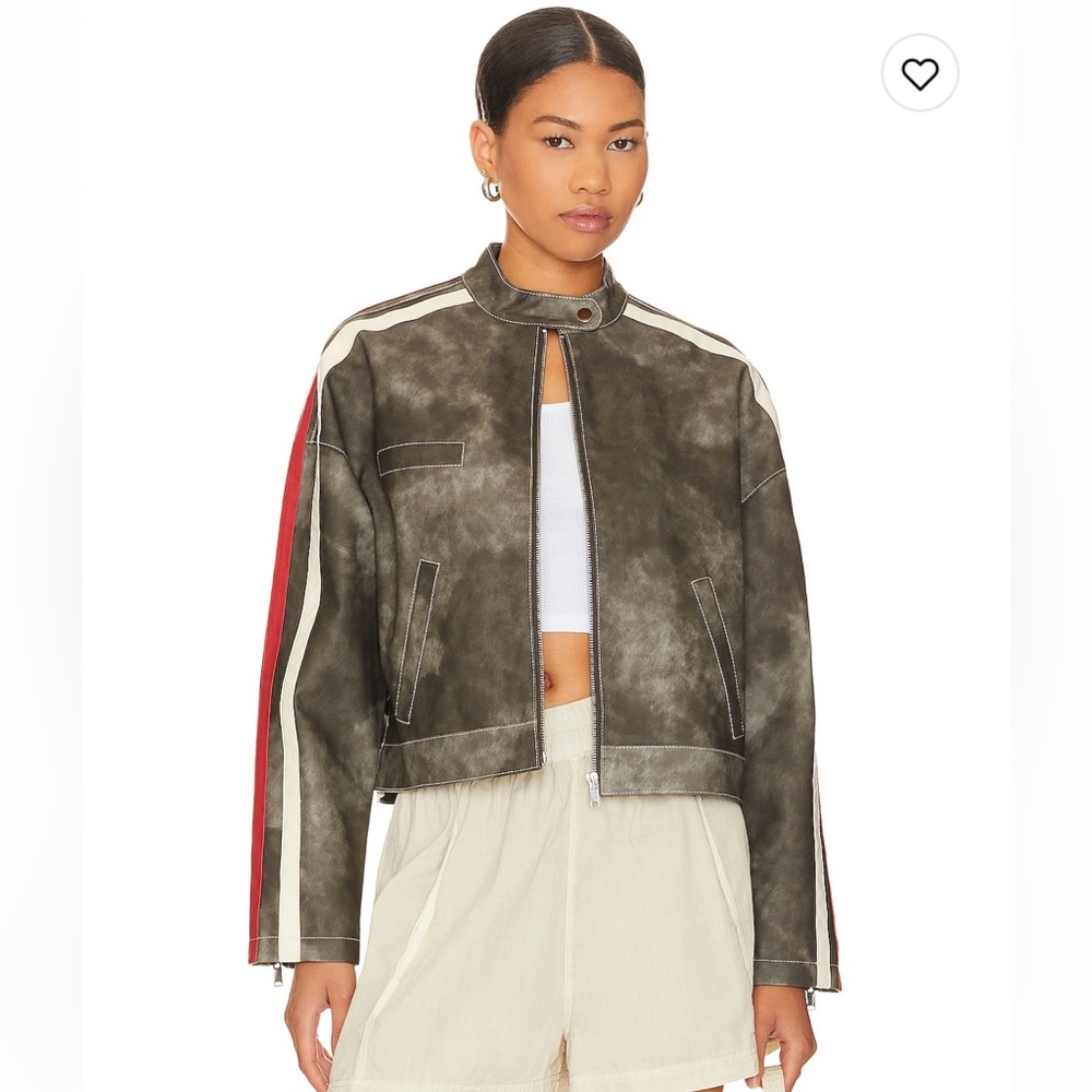 Superdown Mandi Faux Leather Moto Jacket in Grey